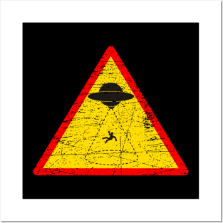 Warning Alien Abduction Sign Posters and Art